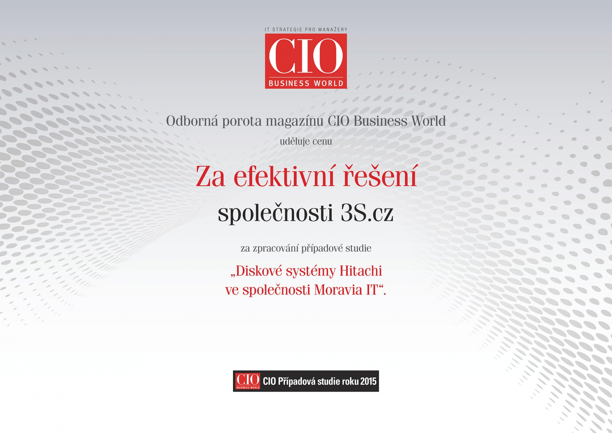 Otrzymaliśmy nagrodę CIO BW Studium Przypadku (Case Study) roku 2015