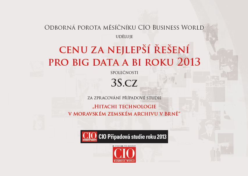 Cena za nejlepší řešení pro Big data a Bi roku 2013